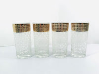Load image into Gallery viewer, Georges Briard Signed Mid-Century White Checker and 22-Karat Gold Glasses (Set of 4)

