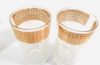 Load image into Gallery viewer, Georges Briard Signed Mid-Century White Checker and 22-Karat Gold Glasses (Set of 4)
