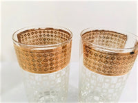 Load image into Gallery viewer, Georges Briard Signed Mid-Century White Checker and 22-Karat Gold Glasses (Set of 4)
