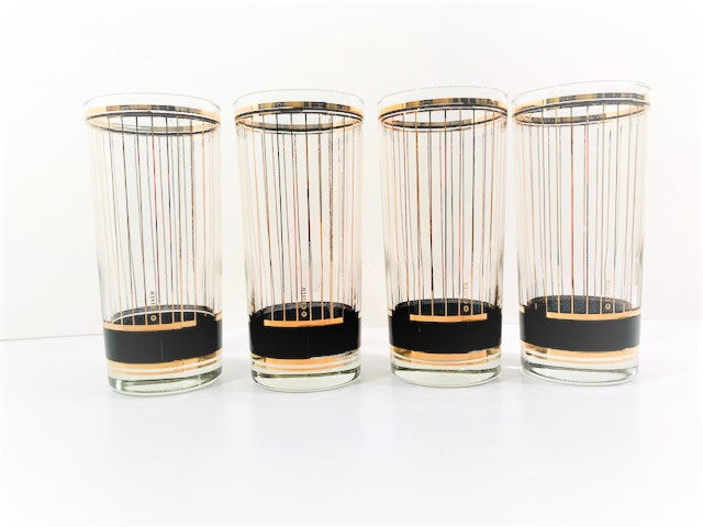 Culver Signed Mid-Century Devon 22-Karat Gold Tall Cooler Glasses (Set of 4)