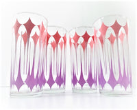 Load image into Gallery viewer, Libbey Pink and Purple Elongated Diamond Highball Glasses (Set of 4)
