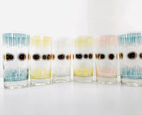 Load image into Gallery viewer, Fred Press Signed Mid-Century Atomic Sunburst Highball Glasses (Set of 6)
