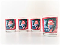 Load image into Gallery viewer, Georges Briard Signed Santa Flamingo Double Old Fashion Glasses (Set of 4)
