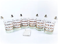 Load image into Gallery viewer, Cera Glass Signed Mid-Century Ring For A Drink Double Old Fashion Glasses and Bell Stirrers (Set of 6 )
