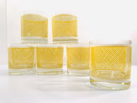 Load image into Gallery viewer, Georges Briard Signed Mid-Century Yellow and White Netting Glasses (Set of 6)
