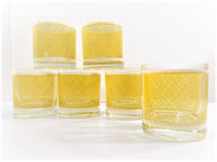 Load image into Gallery viewer, Georges Briard Signed Mid-Century Yellow and White Netting Glasses (Set of 6)
