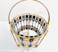 Load image into Gallery viewer, Culver Signed Mid-Century Gold-Black and White Ice Bucket with Carrier
