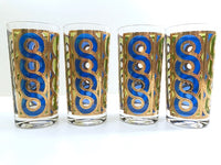 Load image into Gallery viewer, Georges Briard Signed Mid-Century Blue, Green and Gold Swirl Glasses (Set of 4)
