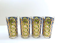 Load image into Gallery viewer, Georges Briard Signed Mid-Century Blue, Green and Gold Swirl Glasses (Set of 4)

