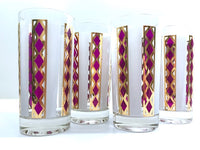 Load image into Gallery viewer, Culver Mid-Century Amethyst Gold and Frost Highball Glasses (Set of 4)
