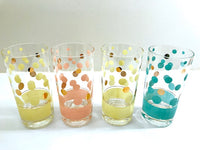 Load image into Gallery viewer, Fred Press Signed Mid-Century Yellow, Pink, Turquoise and 22-Karat Gold Bubble Glasses (Set of 4)
