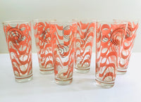 Load image into Gallery viewer, Bartlett Collins Oklahoma Mid-Century Coral and Gold Tall Collins Glasses (Set of 6)
