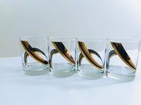 Load image into Gallery viewer, Culver Signed Black Gold and Copper Swirl Double Old Fashion Glasses (Set of 4)
