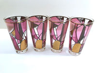 Load image into Gallery viewer, Ned Harris Signed Mid-Century Pink and Purple Abstract Glasses (Set of 4)
