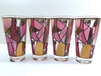Load image into Gallery viewer, Ned Harris Signed Mid-Century Pink and Purple Abstract Glasses (Set of 4)
