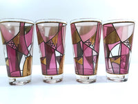 Load image into Gallery viewer, Ned Harris Signed Mid-Century Pink and Purple Abstract Glasses (Set of 4)
