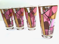 Load image into Gallery viewer, Ned Harris Signed Mid-Century Pink and Purple Abstract Glasses (Set of 4)
