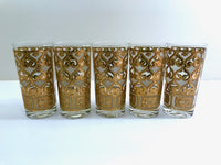 Load image into Gallery viewer, Georges Briard Signed Mid-Century Golden Filigree Glasses (Set of 5)
