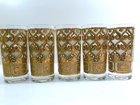 Load image into Gallery viewer, Georges Briard Signed Mid-Century Golden Filigree Glasses (Set of 5)
