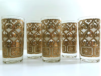 Load image into Gallery viewer, Georges Briard Signed Mid-Century Golden Filigree Glasses (Set of 5)
