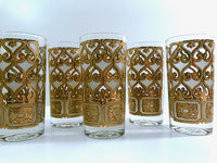 Load image into Gallery viewer, Georges Briard Signed Mid-Century Golden Filigree Glasses (Set of 5)
