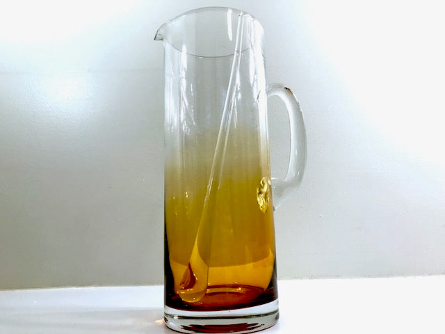 West Virginia Amber Fade Mid-Century Cocktail Pitcher and Stir