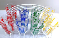 Load image into Gallery viewer, Federal Glass Sky Hi Vintage 8-Piece Glasses With Carrier
