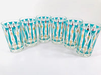 Load image into Gallery viewer, Mid-Century 22-Karat Gold and Turquoise Glasses (Set of 6)

