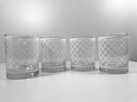 Load image into Gallery viewer, Georges Briard Signed Mid-Century White Lattice Double Old Fashion Glasses (Set of 4)
