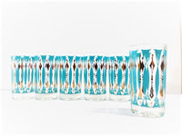 Load image into Gallery viewer, Mid-Century 22-Karat Gold and Turquoise Glasses (Set of 6)
