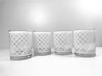 Load image into Gallery viewer, Georges Briard Signed Mid-Century White Lattice Double Old Fashion Glasses (Set of 4)

