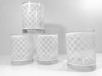 Load image into Gallery viewer, Georges Briard Signed Mid-Century White Lattice Double Old Fashion Glasses (Set of 4)
