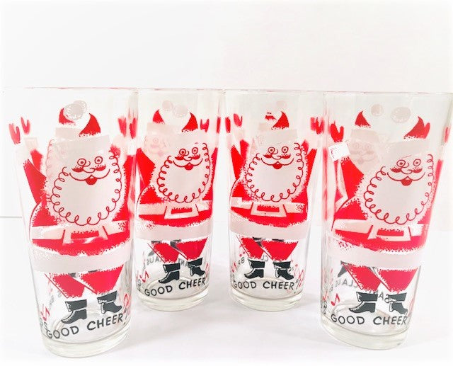 Vintage Santa Claus Brings Good Cheer Glasses (Set of 4)
