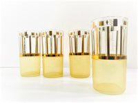 Load image into Gallery viewer, Georges Briard Signed Gold and White Glasses with Rubberized Bottoms (Set of 4)
