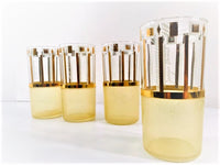 Load image into Gallery viewer, Georges Briard Signed Gold and White Glasses with Rubberized Bottoms (Set of 4)
