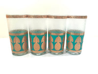 Load image into Gallery viewer, Culver Signed Mid-Century Gold and Turquoise Pineapple Glasses (Set of 4)

