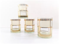 Load image into Gallery viewer, Georges Briard Signed Golden Frosted Square Double Old Fashion Glasses (Set of 4)
