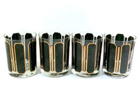 Load image into Gallery viewer, Georges Briard Signed Mid-Century Black and Gold Double Old Fashion Glasses (Set of 4)
