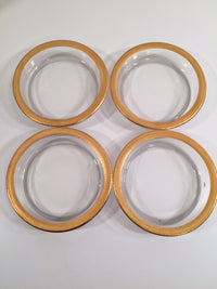 Load image into Gallery viewer, Culver Signed Mid-Century Valencia Green &amp; 22-Karat Gold 8-Piece Bar Set With Carrier (Set of 4 Glasses,  4 Coasters, Carrier)
