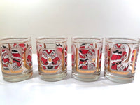 Load image into Gallery viewer, Culver Signed Mid-Century Santa Noel Double Old Fashion Glasses (Set of 4)
