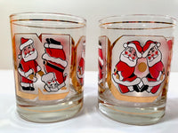 Load image into Gallery viewer, Culver Signed Mid-Century Santa Noel Double Old Fashion Glasses (Set of 4)
