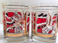 Load image into Gallery viewer, Culver Signed Mid-Century Santa Noel Double Old Fashion Glasses (Set of 4)
