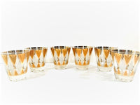 Load image into Gallery viewer, Fred Press Signed Gold and White Diamond Double Old Fashion Glasses (Set of 6)
