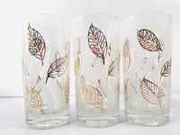 Load image into Gallery viewer, Fred Press Signed Mid-Century Gold and White Modern Leaf Glasses (Set of 5)
