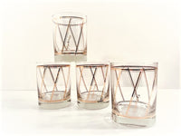 Load image into Gallery viewer, Georges Briard Signed Golden Diagonal Double Old Fashion Glasses (Set of 4)
