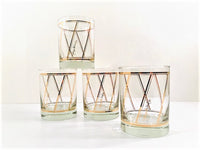 Load image into Gallery viewer, Georges Briard Signed Golden Diagonal Double Old Fashion Glasses (Set of 4)
