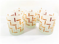 Load image into Gallery viewer, Georges Briard Signed Gold and Frosted Geometric Modern Double Old Fashion Glasses (Set of 5)

