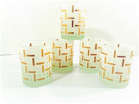 Load image into Gallery viewer, Georges Briard Signed Gold and Frosted Geometric Modern Double Old Fashion Glasses (Set of 5)
