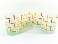 Load image into Gallery viewer, Georges Briard Signed Gold and Frosted Geometric Modern Double Old Fashion Glasses (Set of 5)
