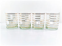 Load image into Gallery viewer, Georges Briard Signed Gold and White Geometric Double Old Fashion Glasses (Set of 2)
